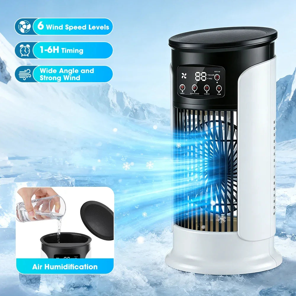 Portable USB Air Cooler Fan Humidifier 300ML 6 Speed 6H Timer 7 Color Light Mist Spray Quiet Cooling Fan Desk Air Conditioner