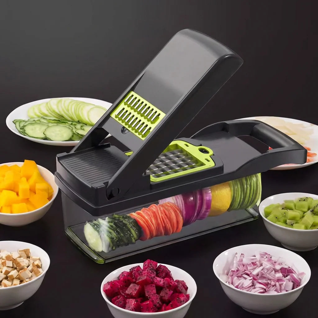Mandoline Slicer Vegetable Chopper, Adjustable Food Cutter for Potato Fries &amp; Veggies – Detachable Blade Onion Slicer, Kitchen
