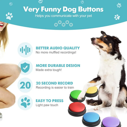 Dog Communication Buttons Voice Recording Button for Pet Training Buzzer 30 Second Record Playback Funny Gift for Talking Pet