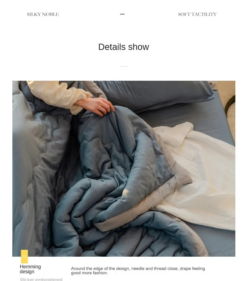 2025 new Japanese polyester cotton quilted summer quilt skin-friendly washable light luxury style solid color lightweight
