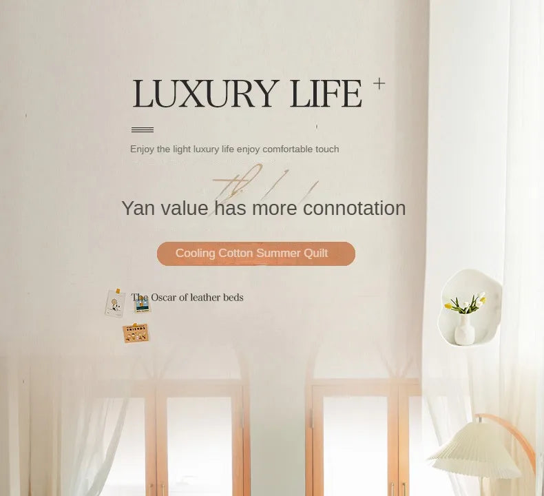 2025 new Japanese polyester cotton quilted summer quilt skin-friendly washable light luxury style solid color lightweight