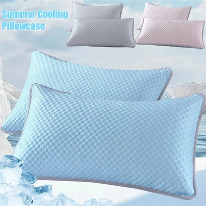1-4PCS 48x74cm Ice Bean Pillowcase Summer Cooling Solid Color Cool Touch Fabric Washable for Air Conditioning Room