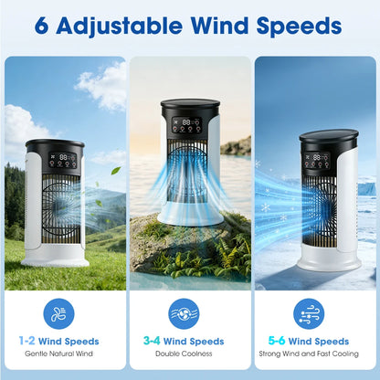 Portable USB Air Cooler Fan Humidifier 300ML 6 Speed 6H Timer 7 Color Light Mist Spray Quiet Cooling Fan Desk Air Conditioner