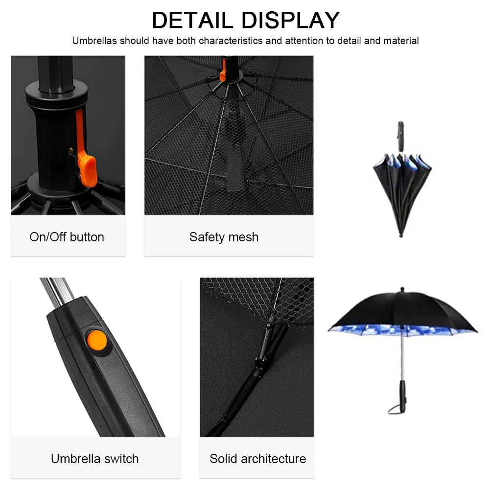 3 in 1 Umbrella with Fan Portable Misting Fan Umbrella With UV Protection Mist Spray Umbrella for Summer Cooling Battery Power