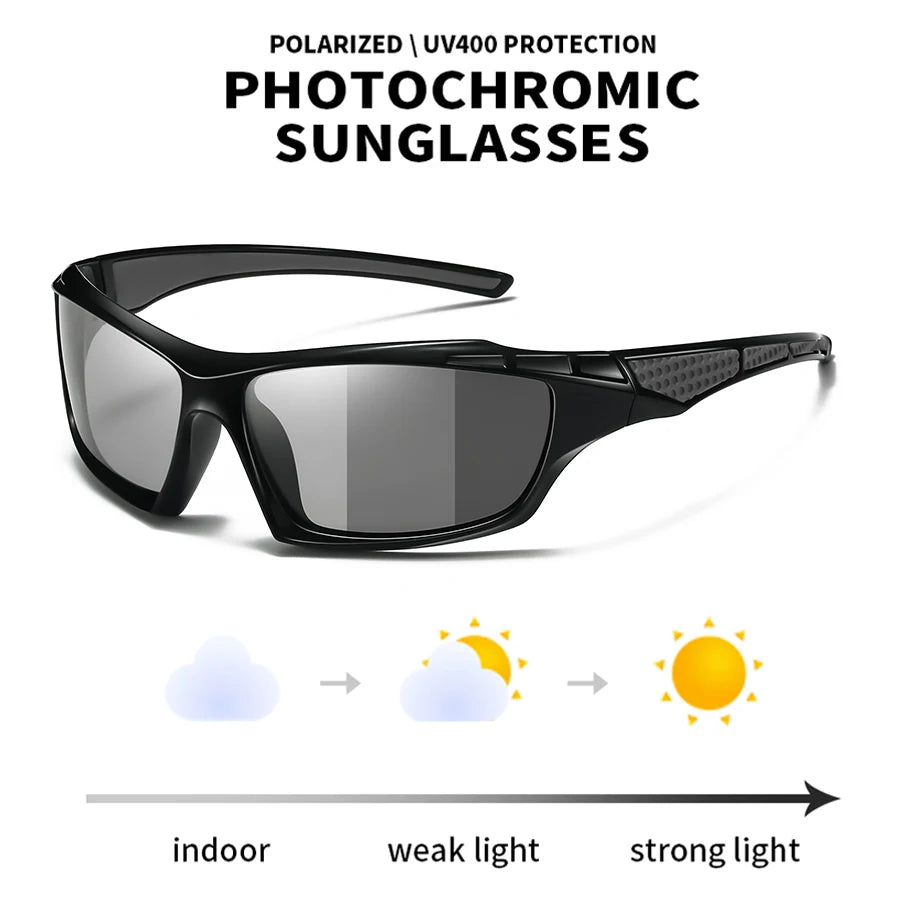 Photochromic Polarized Sports Vintage Sunglasses Men Women Fishing Cycling Driving Mountaineering Chameleon Sun Glasses