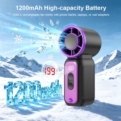 Mini Handheld Fan Portable Hand Fan USB Rechargeable Small Pocket Fan Outdoor Cooling Fan with LED Lighting and Digital Display