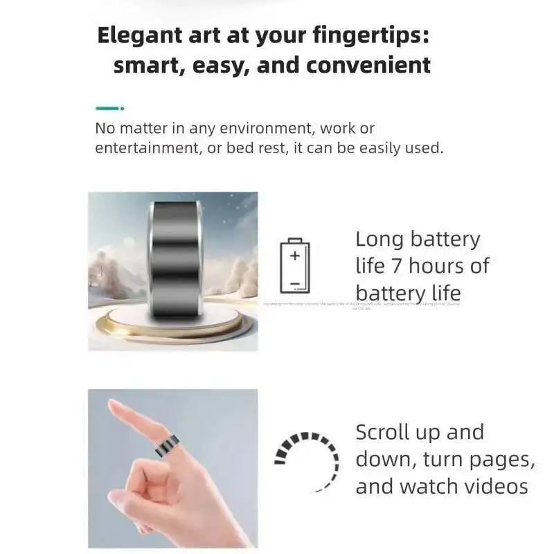 Bluetooth Wireless Smart Ring Mouse Multifunctional Remote Control for TikTok YouTube Web Browsing E-book Page Turning Selfies