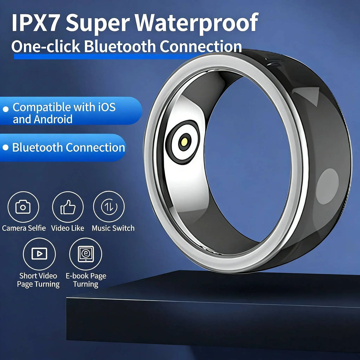 Bluetooth Wireless Smart Ring Mouse Multifunctional Remote Control for TikTok YouTube Web Browsing E-book Page Turning Selfies