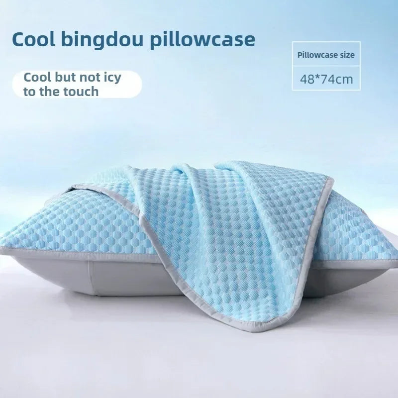 1-4PCS 48x74cm Ice Bean Pillowcase Summer Cooling Solid Color Cool Touch Fabric Washable for Air Conditioning Room