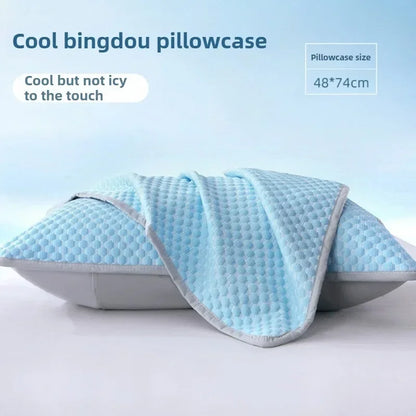 1-4PCS 48x74cm Ice Bean Pillowcase Summer Cooling Solid Color Cool Touch Fabric Washable for Air Conditioning Room