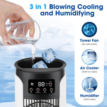 Portable USB Air Cooler Fan Humidifier 300ML 6 Speed 6H Timer 7 Color Light Mist Spray Quiet Cooling Fan Desk Air Conditioner