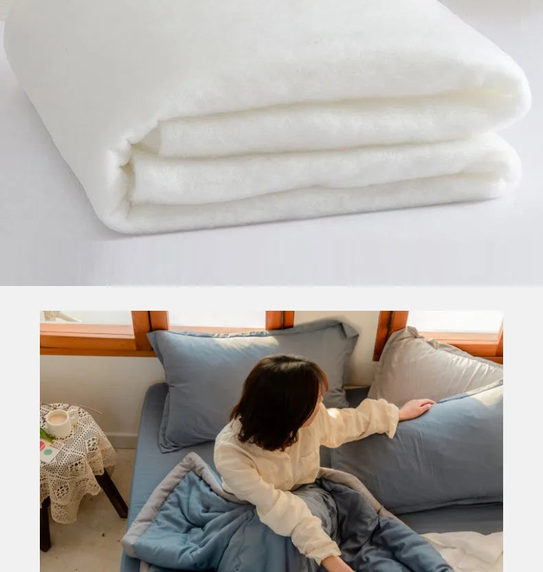 2025 new Japanese polyester cotton quilted summer quilt skin-friendly washable light luxury style solid color lightweight