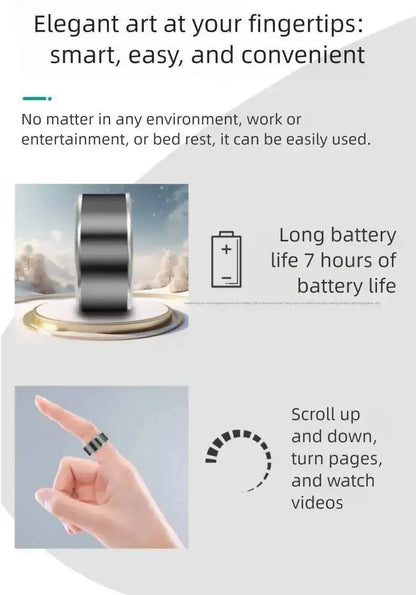 Bluetooth Wireless Smart Ring Mouse Multifunctional Remote Control for TikTok YouTube Web Browsing E-book Page Turning Selfies