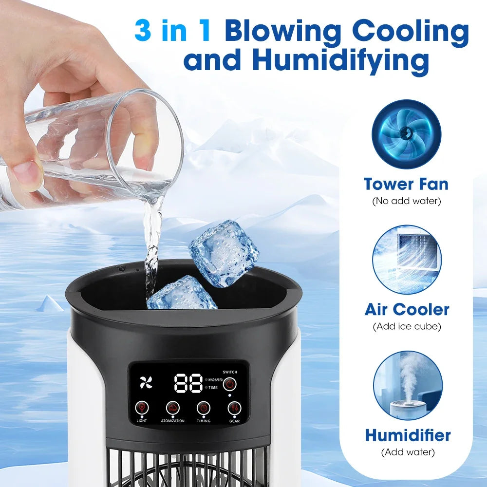 Portable USB Air Cooler Fan Humidifier 300ML 6 Speed 6H Timer 7 Color Light Mist Spray Quiet Cooling Fan Desk Air Conditioner